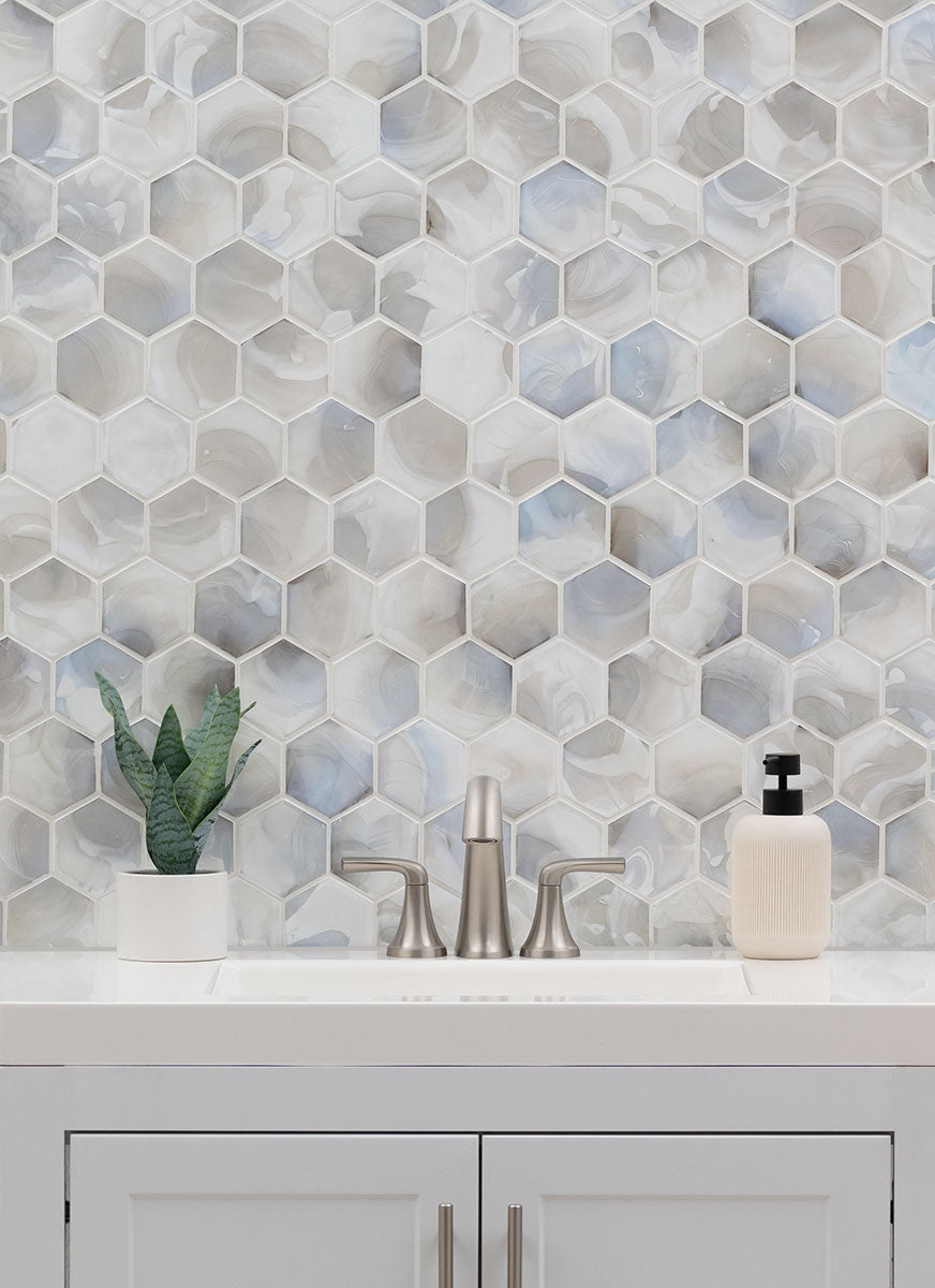 Akoya Pearl 3" Hexagon Mosaic Tile