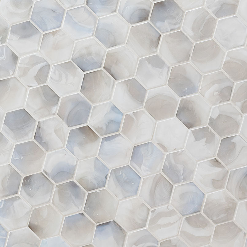 Akoya Pearl 3" Hexagon Mosaic Tile