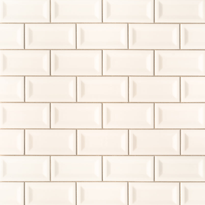 Almond Glossy Inverted Beveled Tile 3x6 Tile