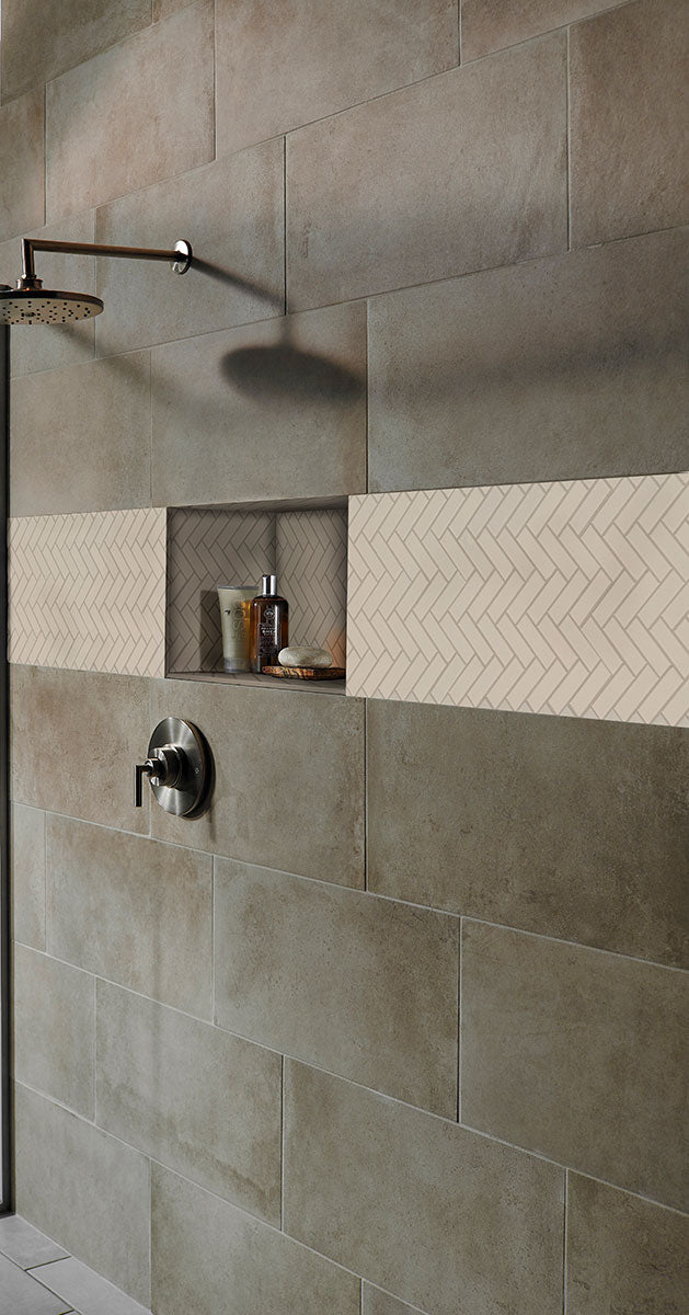 Almond Herringbone Mosaic Tile