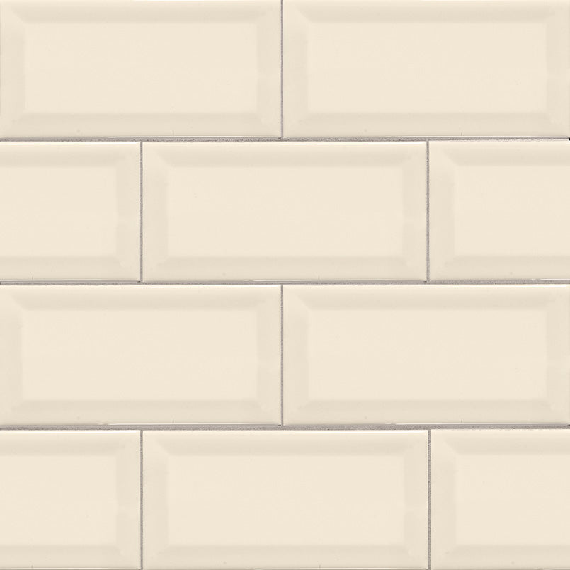 Almond Glossy Beveled Subway Tile 3x6 Tile