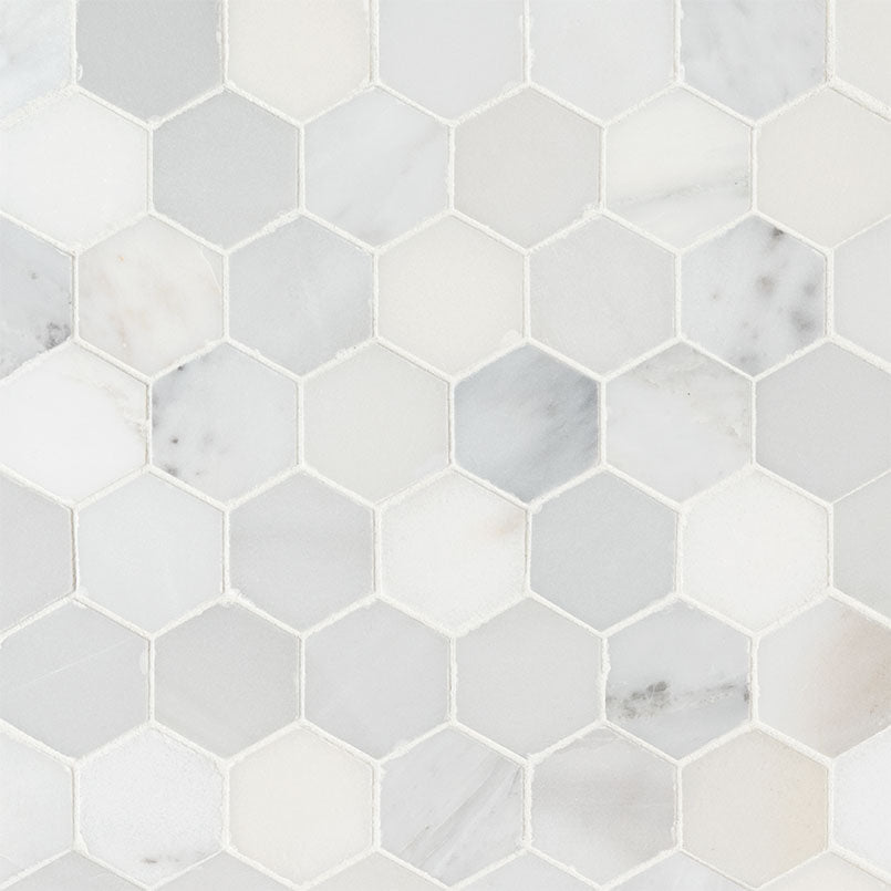 Arabescato Carrara 2” Hexagon Mosaic Tile