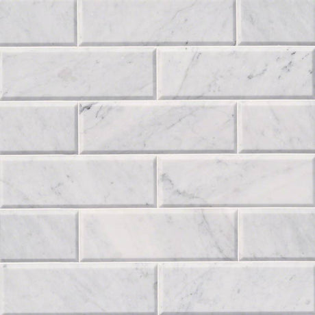 Arabescato Carrara Beveled Tile 4x12 Tile