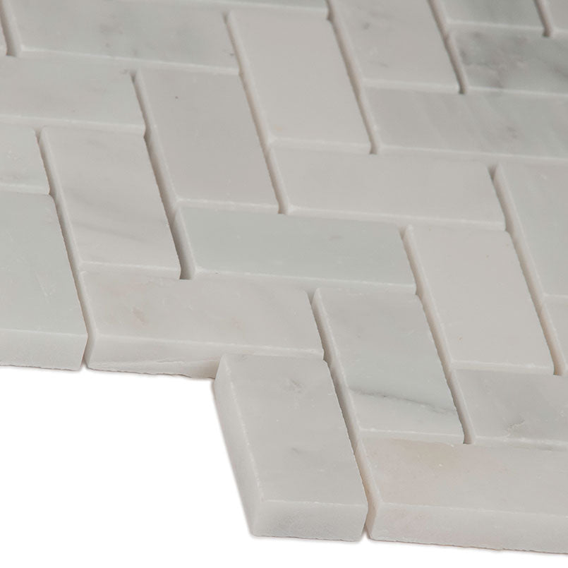 Arabescato Carrara Herringbone Pattern Tile