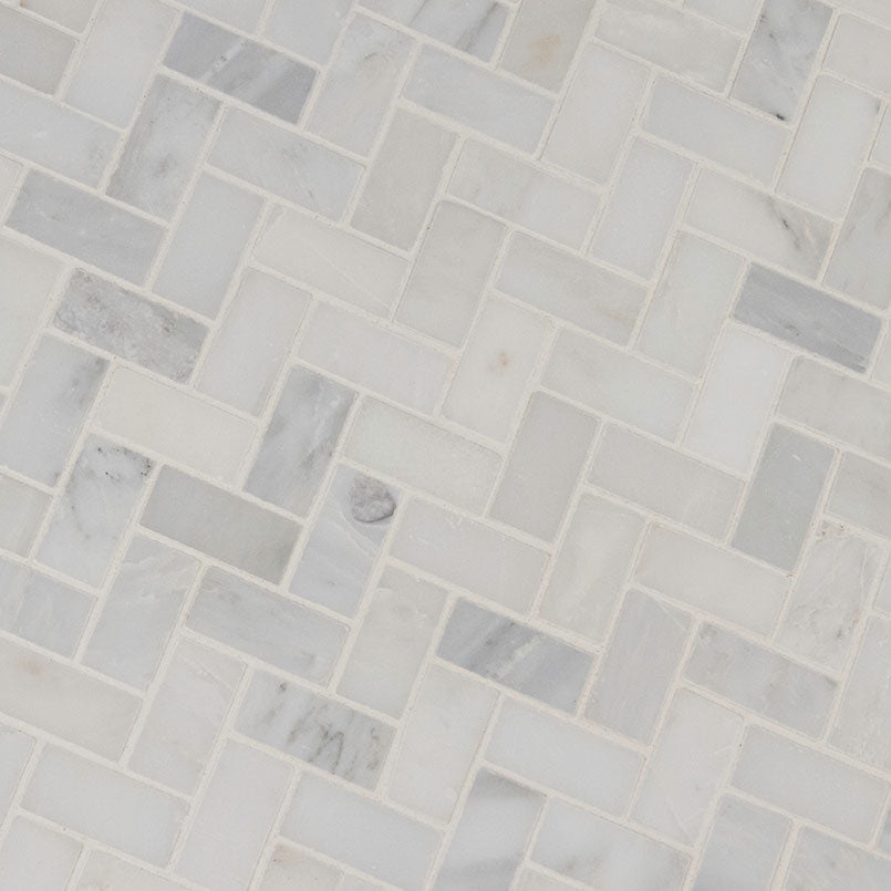 Arabescato Carrara Herringbone Pattern Tile