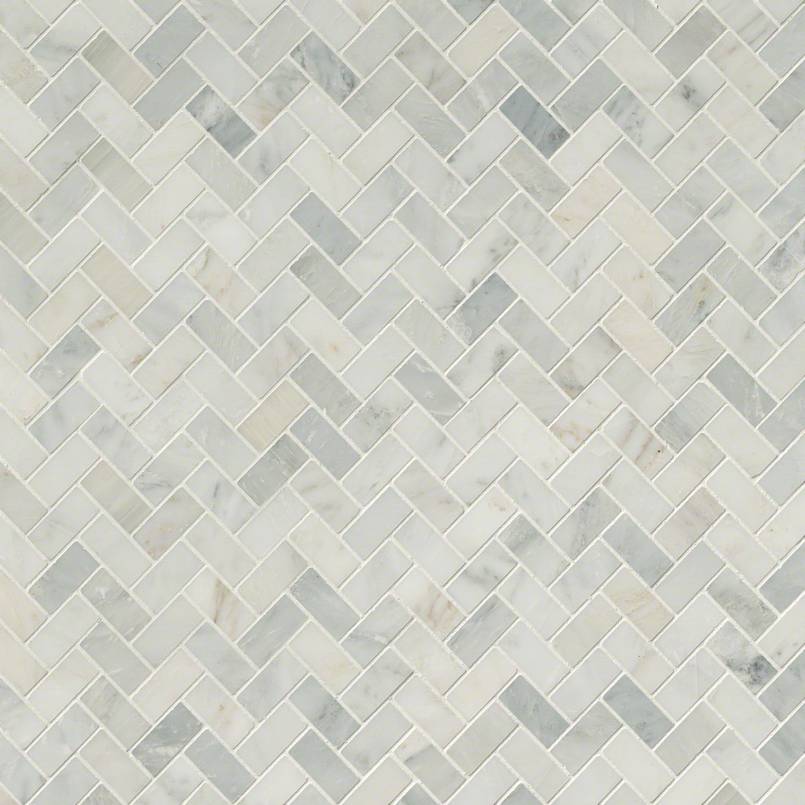 Arabescato Carrara Herringbone Pattern Tile