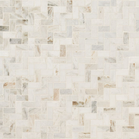 Arabescato Venato White Herringbone Tile