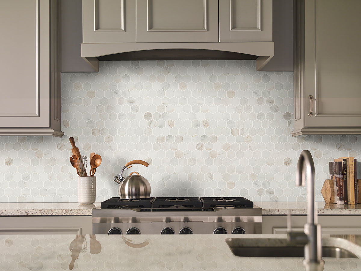 Arabescato Venato White Hexagon Tile