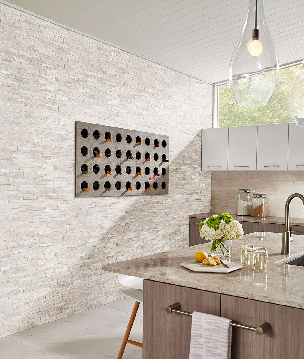 Arctic White Mini Stacked Stone Tile