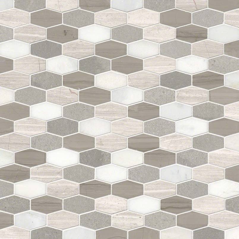 Bellagio Blend Elongated Hexagon Mosaic Tile