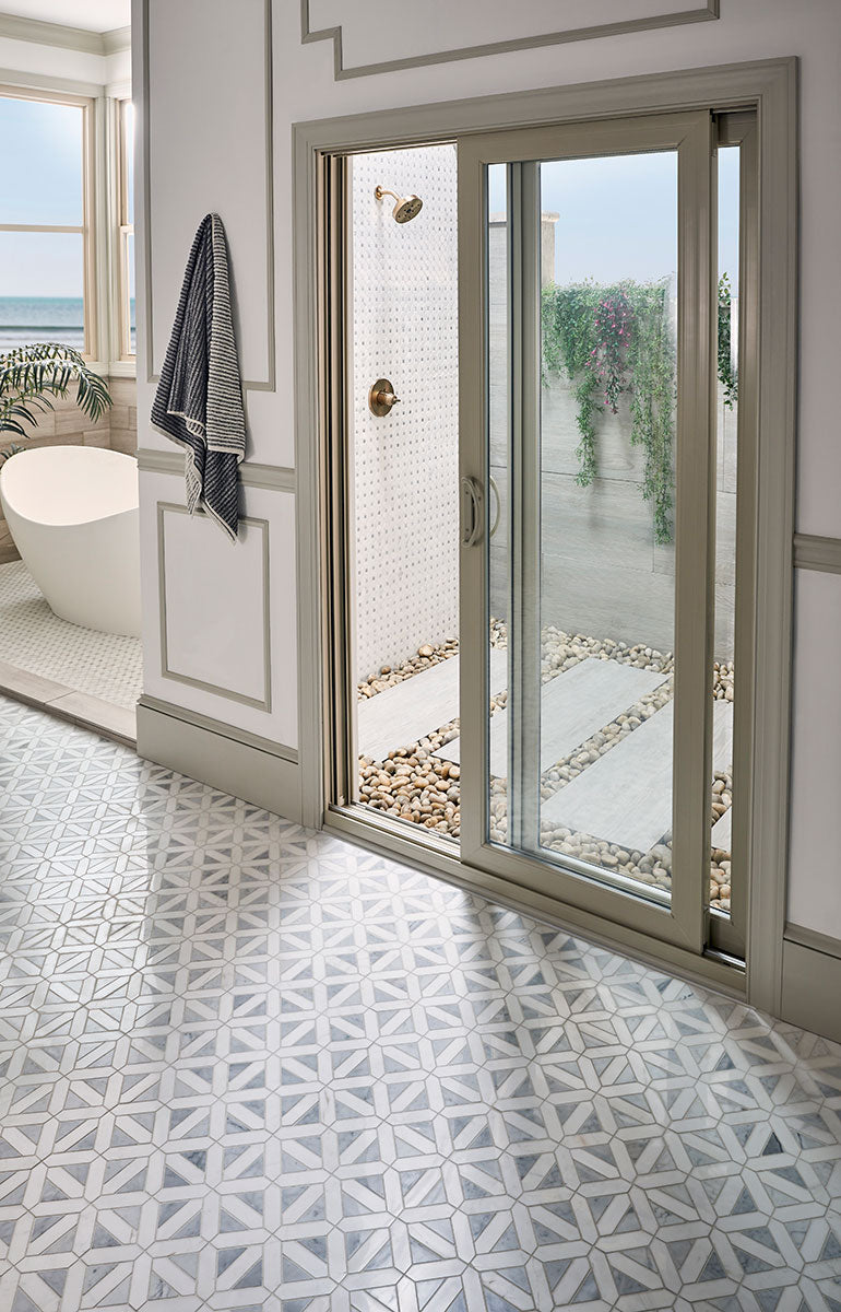 Bianco Dolomite Dotty Pattern Mosaic Tile