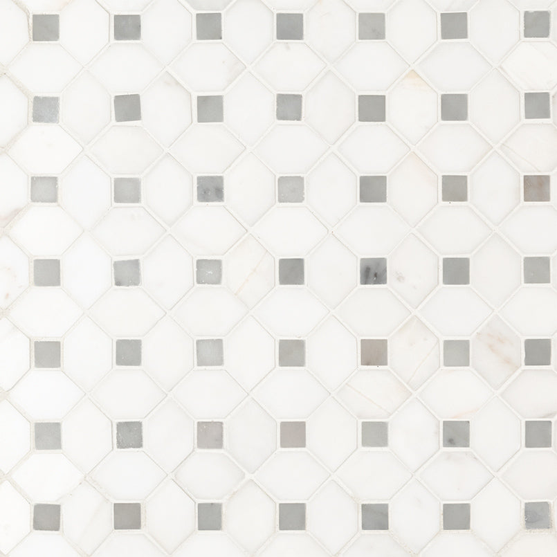 Bianco Dolomite Dotty Pattern Mosaic Tile