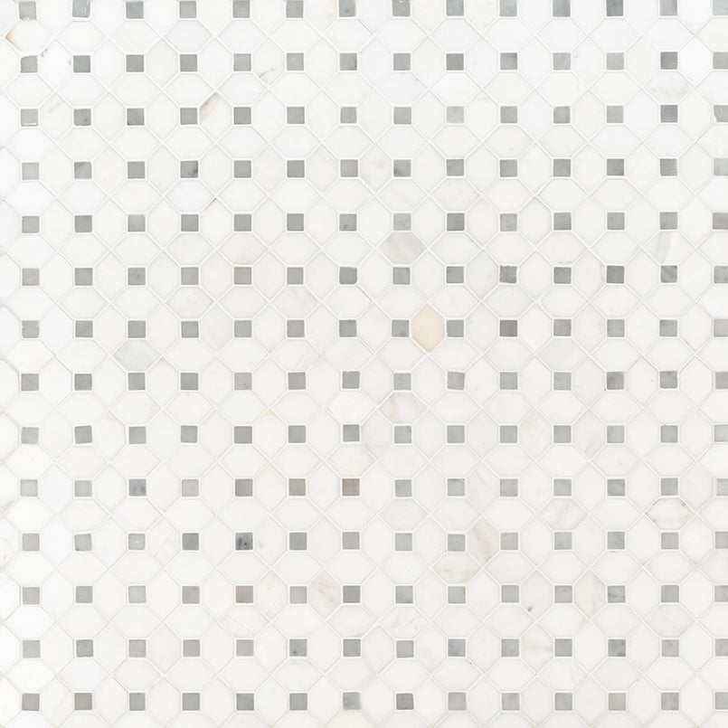 Bianco Dolomite Dotty Pattern Mosaic Tile