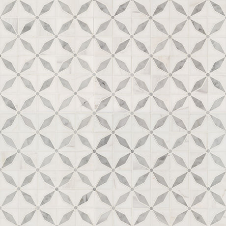 Bianco Starlite Marble Geometric Tile