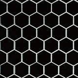 Black Glossy 2” Hexagon Mosaic Tile