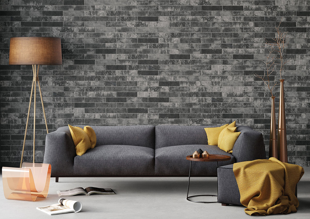 Brickstone Charcoal 2X10 Brick Wall Tile