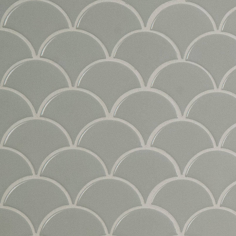 Gray Glossy Fish Scale Pattern Mosaic Tile