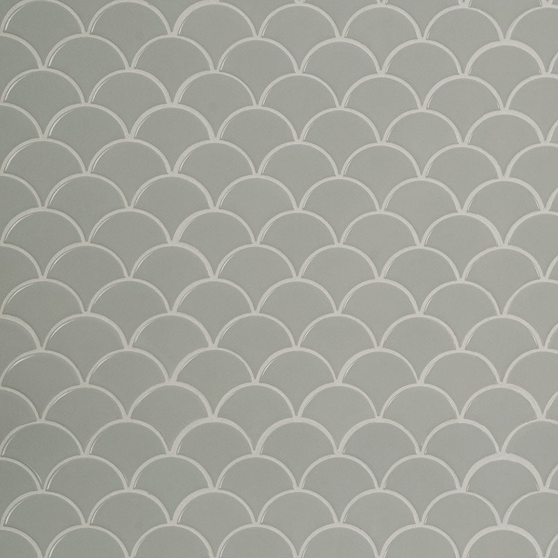 Gray Glossy Fish Scale Pattern Mosaic Tile