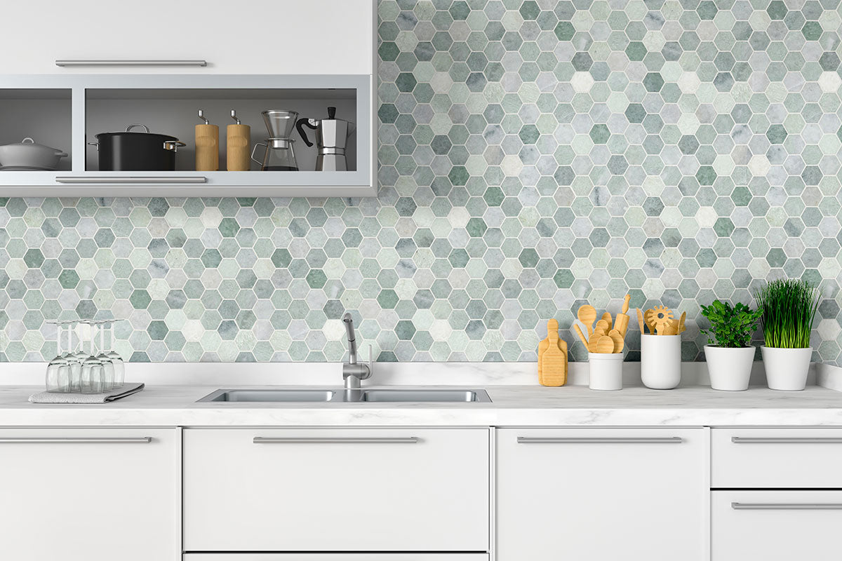 Icelandic Green 2” Hexagon Mosaic Tile