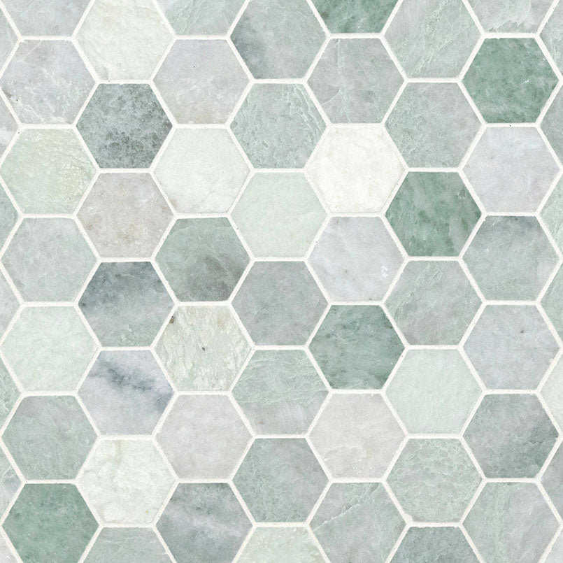 Icelandic Green 2” Hexagon Mosaic Tile