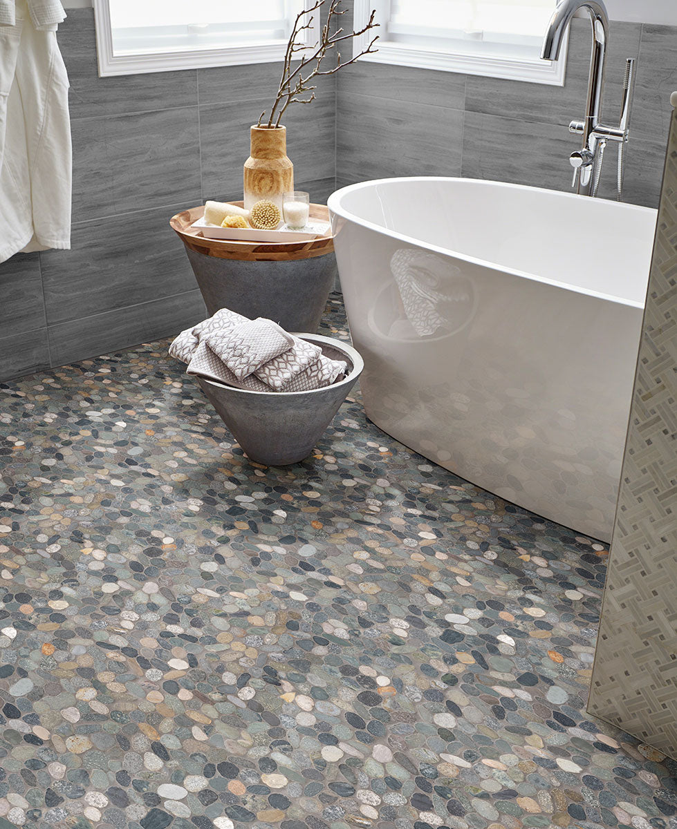 Sliced Rainforest Pebbles Mosaic Tile