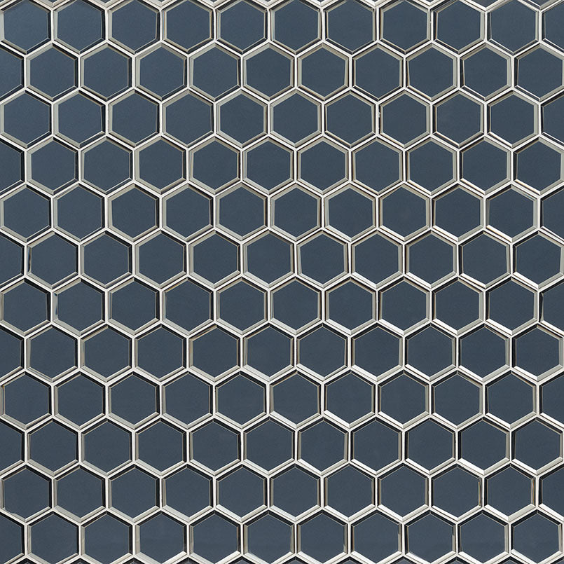 Vague Blue 3" Hexagon Mosaic Tile