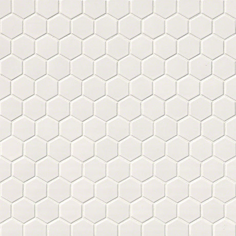 White Glossy 2” Hexagon Mosaic Tile