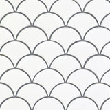 White Glossy Fish Scale Pattern Mosaic Tile