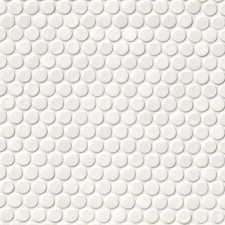 White Glossy Penny Round Mosaic Tile