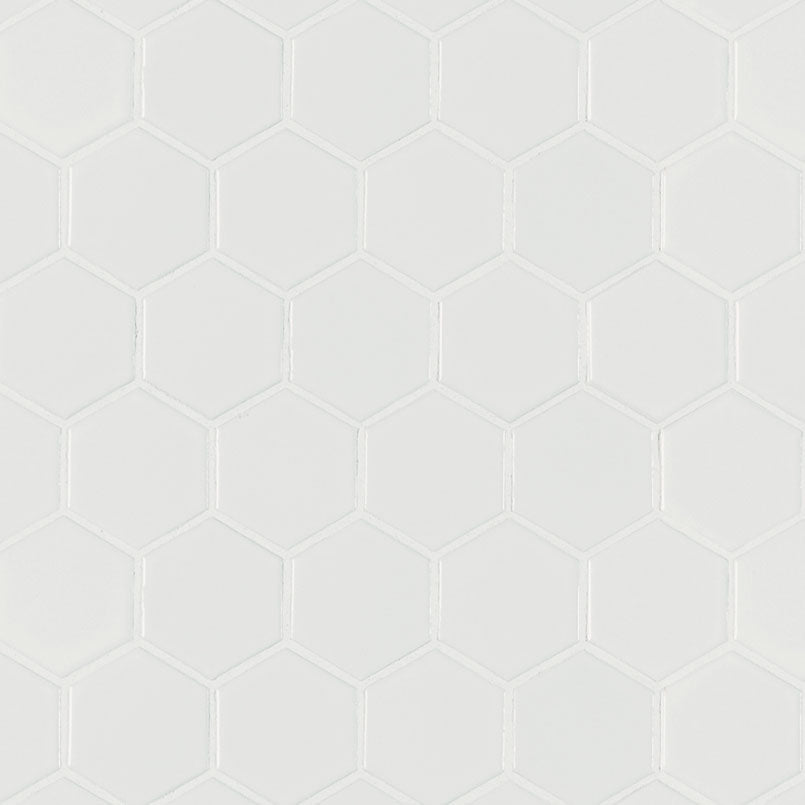 White Matte 2” Hexagon Mosaic Tile